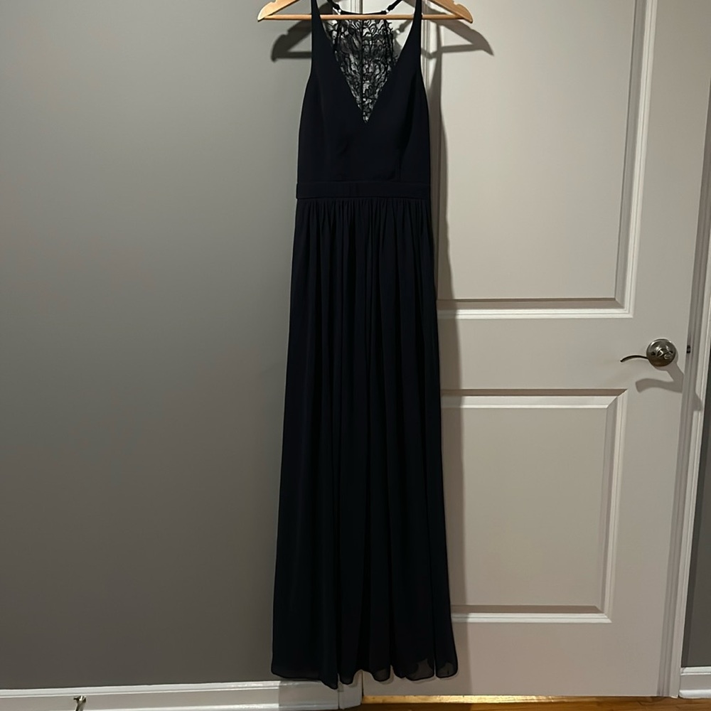 Lulus Love Spell Navy Blue Lace-Back Maxi Dress size S